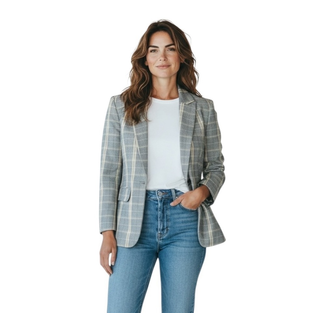 Maje Valila Plaid Blazer Business Casual Girl Boss Jacket